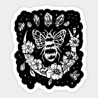 Honey Bee, Crescent Moon, Flowers Witchy Gothic Punk Sticker